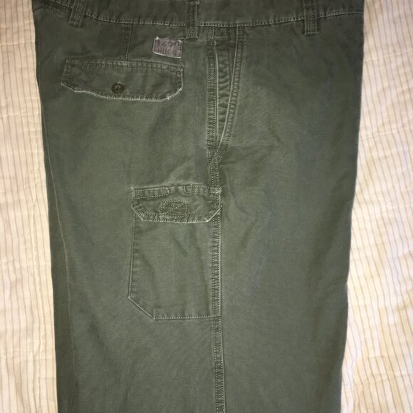 Vintage Izod Rock Washed Green Canvas Pants Size 36x32 RN 36543 side pocket. - Picture 9 of 11